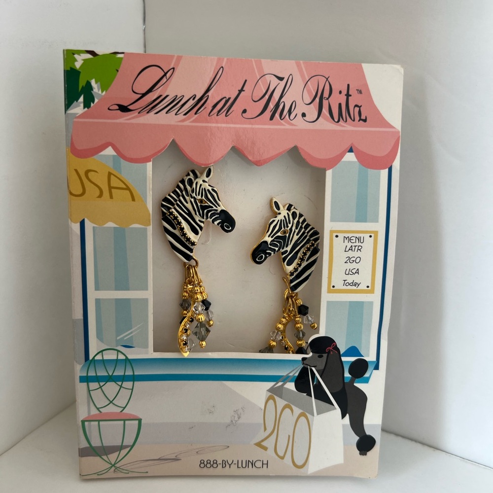 Lunch at The Ritz Zebra Earrings